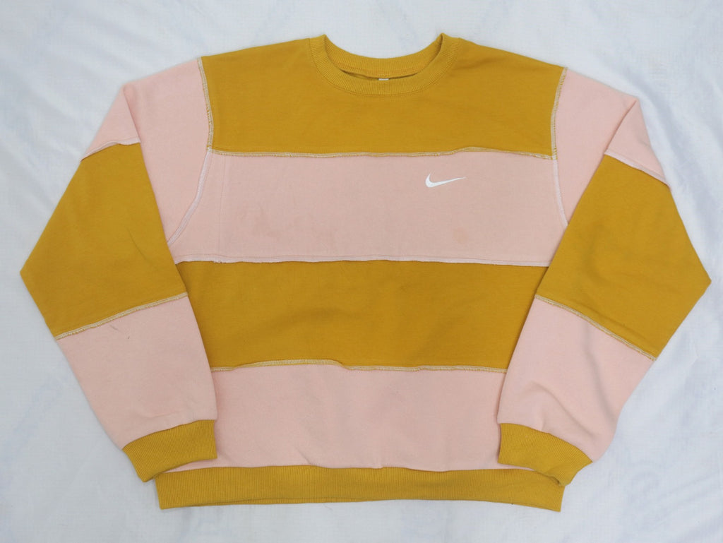 Upcycled Nike Two Tone Panel Crewneck Sweatshirts in mixed sizes and colours, Grade A/B.