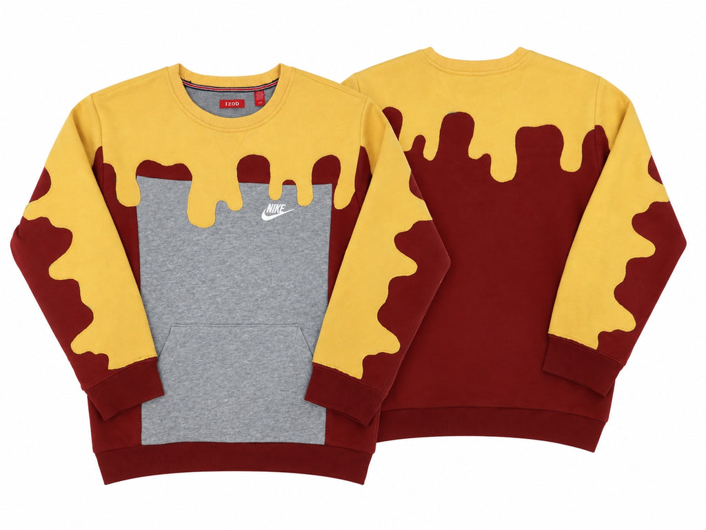  Upcycled Nike Flame-Panel Crewneck Sweatshirts in mixed sizes and colours, Grade A/B.