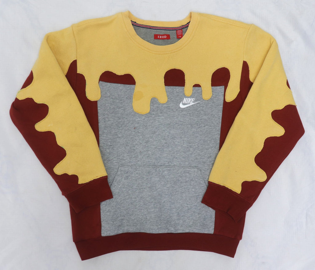  Upcycled Nike Flame-Panel Crewneck Sweatshirts in mixed sizes and colours, Grade A/B.