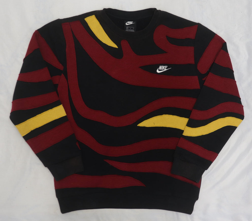 Upcycled Nike Abstract Flame-Panel Crewneck Sweatshirts in mixed sizes and colours, Grade A/B.