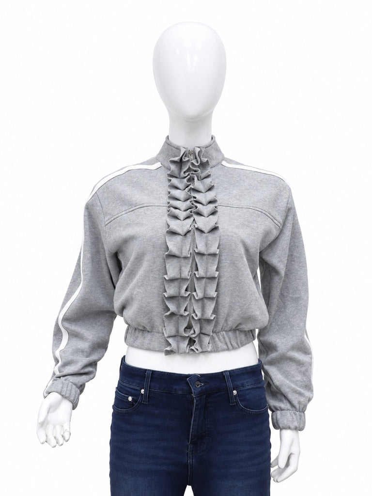 Upcycled Ruffle-Front Cropped Track Jackets  in mixed sizes and colours, Grade A/B.