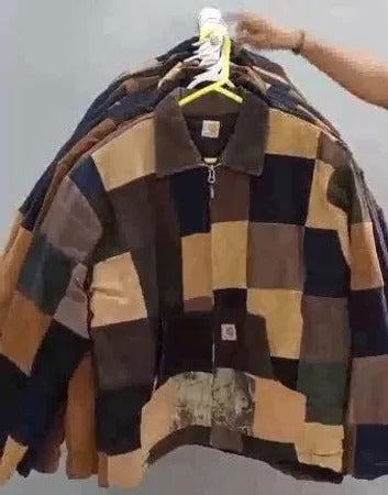 Upcycled Carhartt Check Patchwork Workwear Jackets in mixed sizes and colours, Grade A/B.
