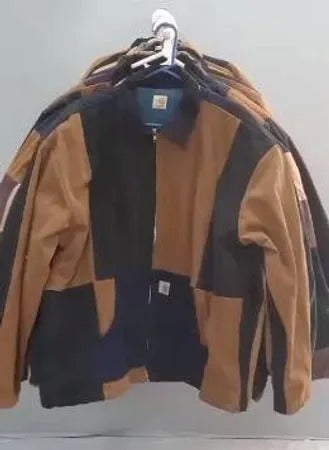 Upcycled Carhartt Two-Tone Patchwork Workwear Jackets in mixed sizes and colours, Grade A/B/C.