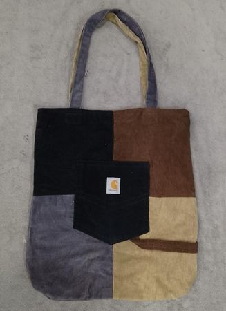 Upcycled Carhartt Colourblock Patchwork Tote Bags in mixed sizes and colours. Grade A/B.