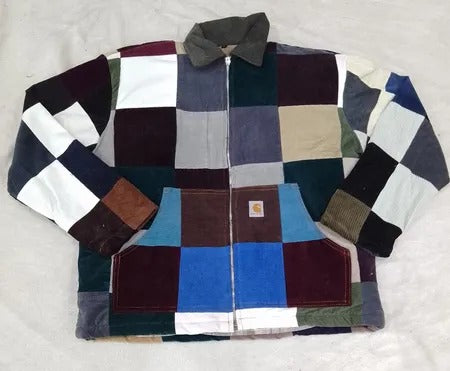 Upcycled Carhartt Multicolour Patchwork Workwear Jackets in mixed sizes and colours, Grade A/B/C.