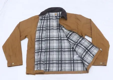  Upcycled Carhartt Canvas Zip-Front Workwear Jackets in mixed sizes and colours, Grade A/B.