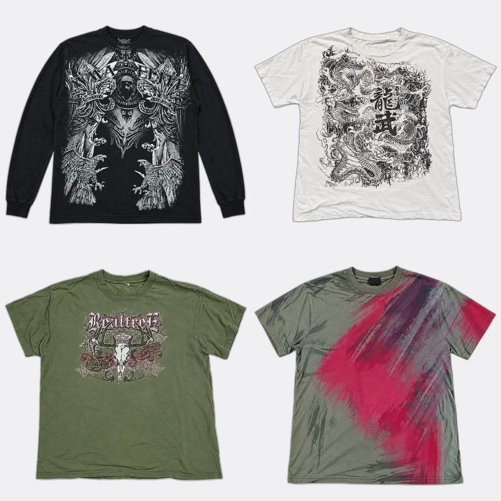Vintage Skull t-shirts bundle in mixed sizes and colours. Grade B/C