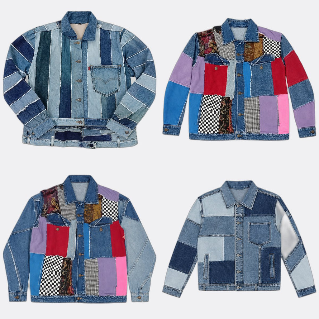  Upcycled Levi's Crop Mix Style Demin jackets in mixed colours and sizes, Grade A/B/C.