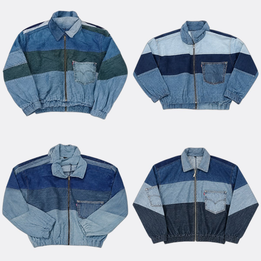 Upcycled Levi's Crop Demin jackets in mixed sizes and colours, Grade A/B/C.