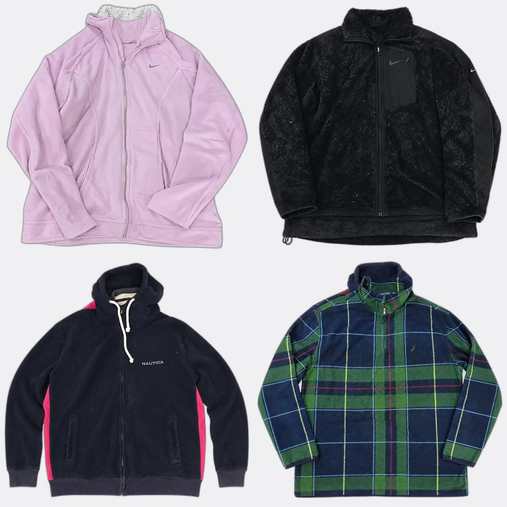 Vintage Mix Branded Fleece Jackets Bundle in mixed sizes and colours. Grade A/B/C.