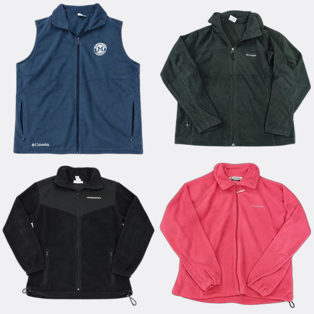 Vintage Columbia Fleece Jackets Bundle in mixed sizes and colours. Grade A/B/C.