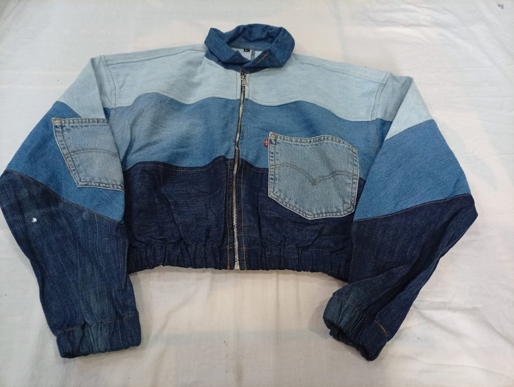 Upcycled Levi's Cropped Denim Jackets Bundle in mixed sizes and colours. Grade A/B/C. 