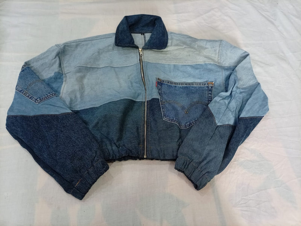 Upcycled Levi's Cropped Denim Jackets Bundle in mixed sizes and colours. Grade A/B/C. 