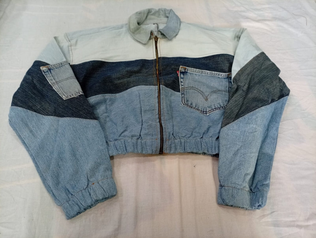 Upcycled Levi's Cropped Denim Jackets Bundle in mixed sizes and colours. Grade A/B/C. 