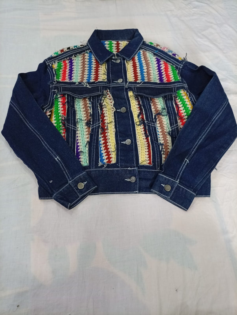 Upcycled Mixed Style Denim Jackets Bundle in mixed sizes and colours. Grade A/B/C.