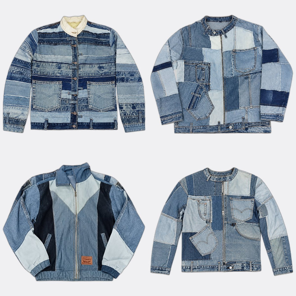 Upcycled Levi's Mixed Style Denim Jackets Bundle in mixed sizes and colours. Grade A/B/C. 