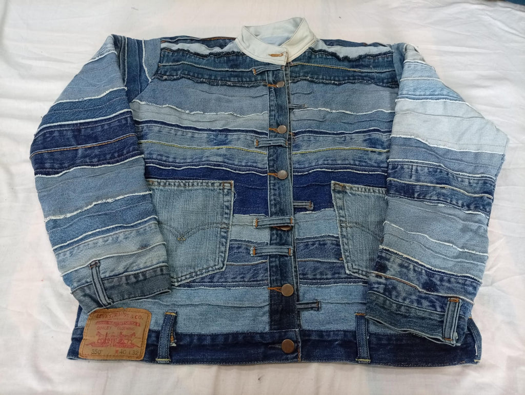 Upcycled Levi's Mixed Style Denim Jackets Bundle in mixed sizes and colours. Grade A/B/C. 