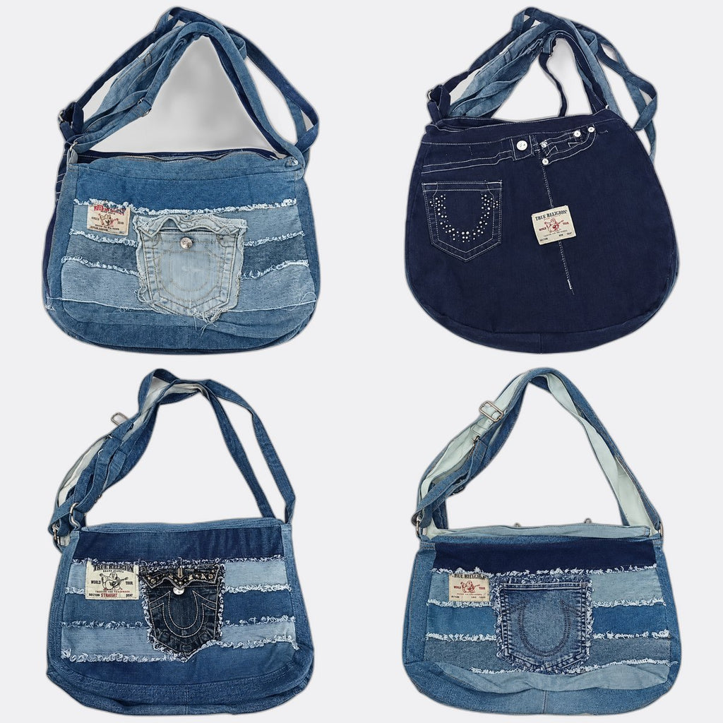 Upcycled True Religion Bags Bundle in mixed sizes and colours. Grade A/B/C.