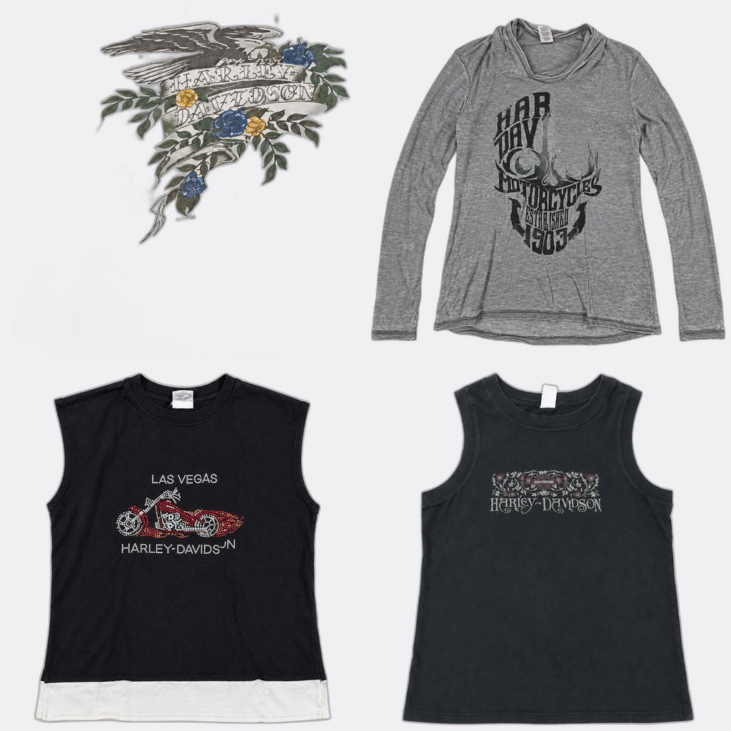 Vintage Harley Baby Tees Bundle in mixed sizes and colours. Grade A/B/C. 