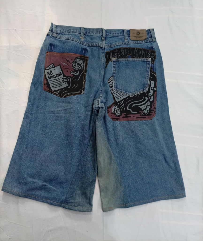 Upcycled Printed Denim Shorts Bundle in  mixed sizes and colours, Grade A/B/C.