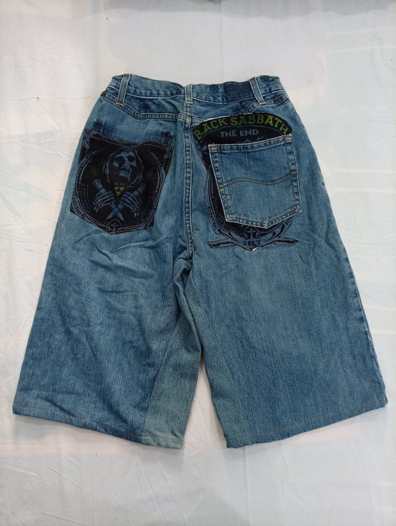 Upcycled Printed Denim Shorts Bundle in  mixed sizes and colours, Grade A/B/C.
