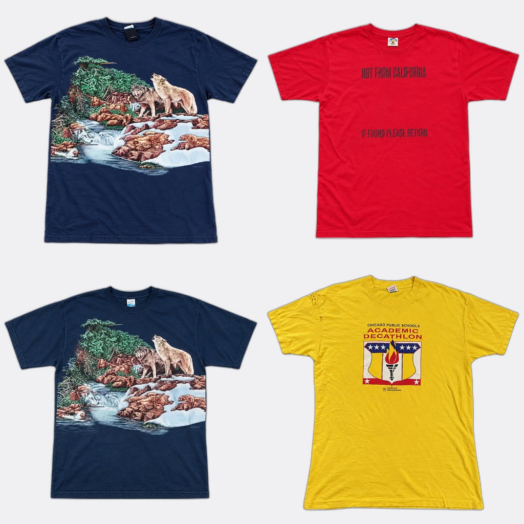Vintage Single Stitch T-Shirts in  mixed sizes and colours, Grade B/C.