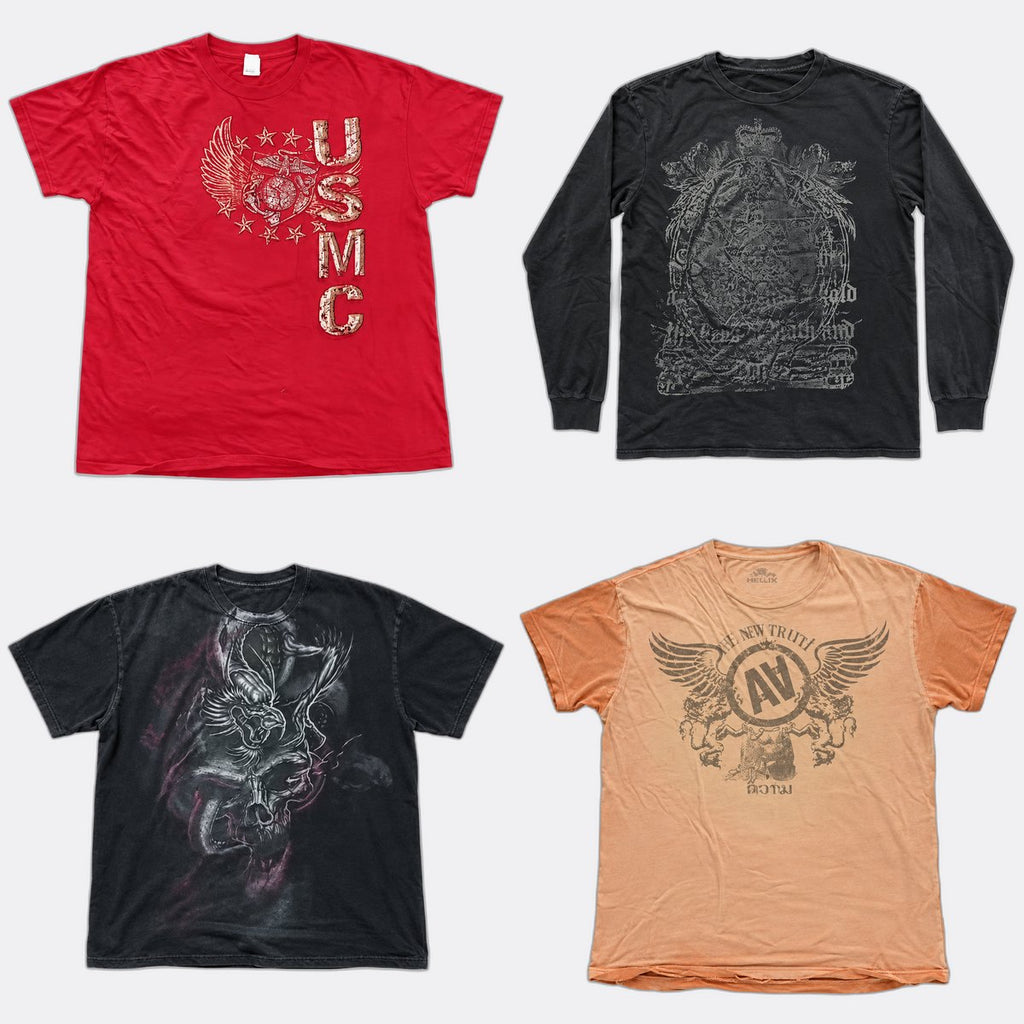  Vintage Skull T-Shirts Bundle in  mixed sizes and colours, Grade B/C.