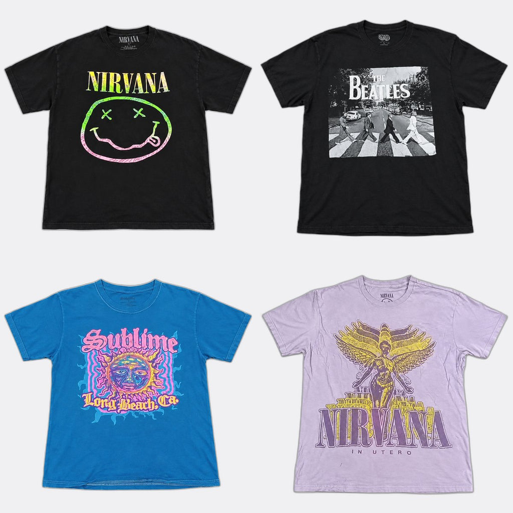 Vintage Music T-Shirts Bundle in mixed sizes and colours. Grade B/C.