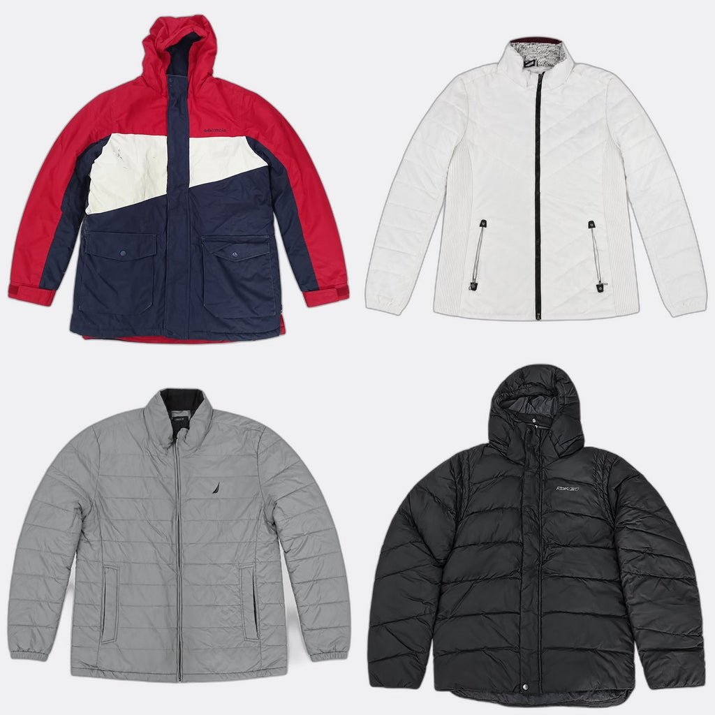 Vintage Mix Branded Puffer Jackets Bundle in mixed sizes and colours. Grade B/C. 