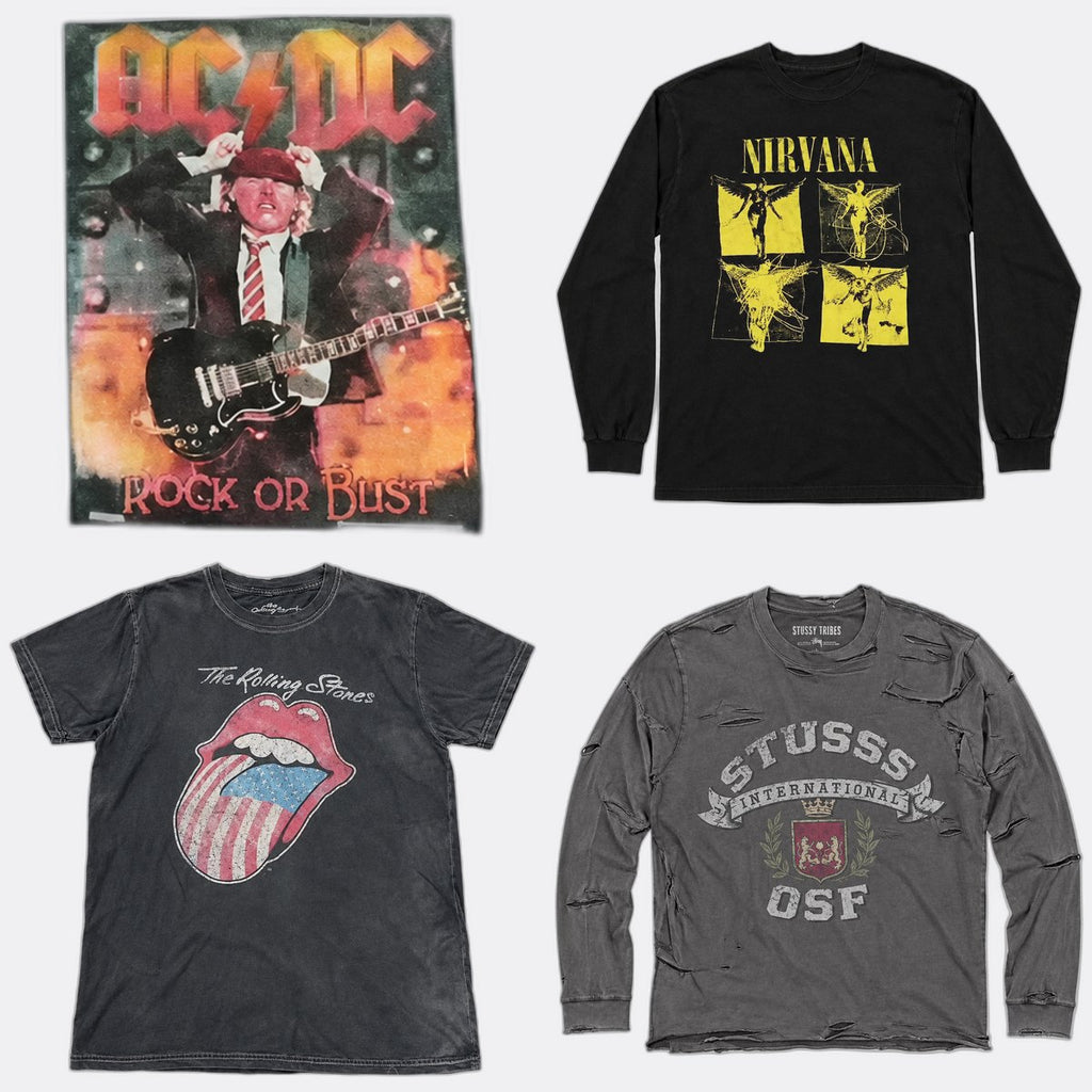 Vintage Music T-Shirts Bundle in mixed sizes and colours. Grade B/C.