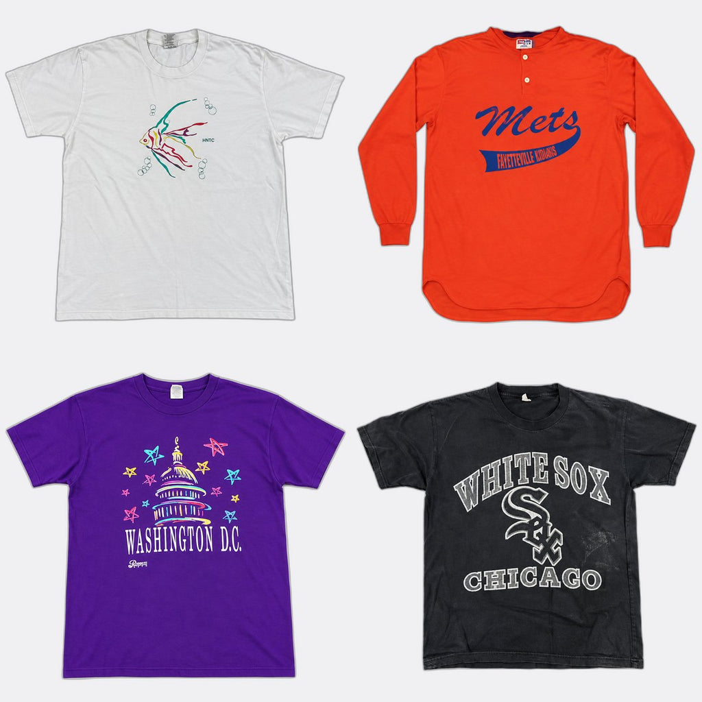 Vintage Single Stitch T-Shirts Bundle in  mixed sizes and colours, Grade A/B/C.