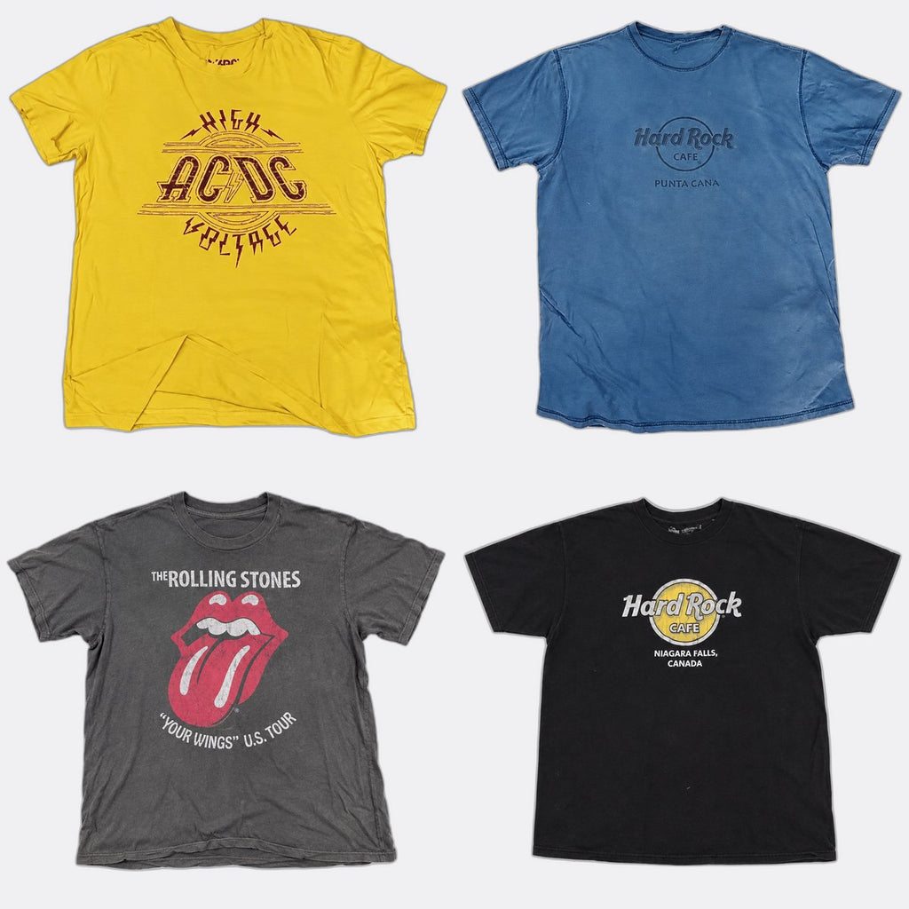 Vintage Music T-Shirts Bundle in  mixed sizes and colours, Grade A/B/C.