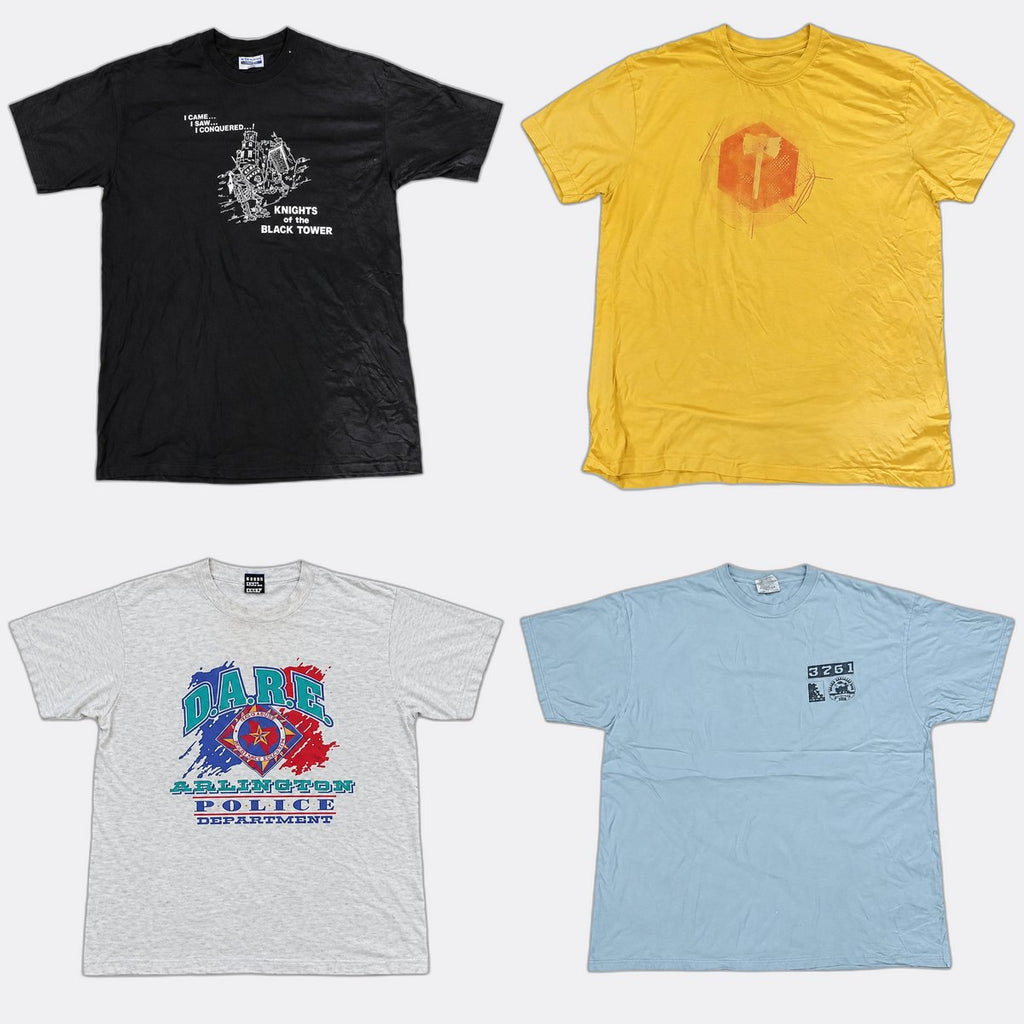 Vintage Single Stitch T-Shirts Bundle in  mixed sizes and colours, Grade A/B/C.