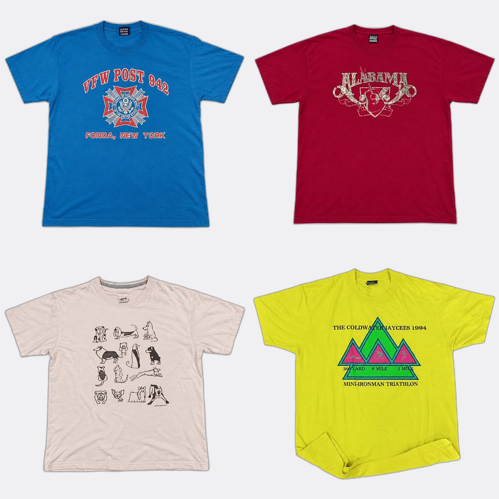 Vintage Single Stitch T-Shirts Bundle in mixed sizes and colours. Grade A/B/C. 