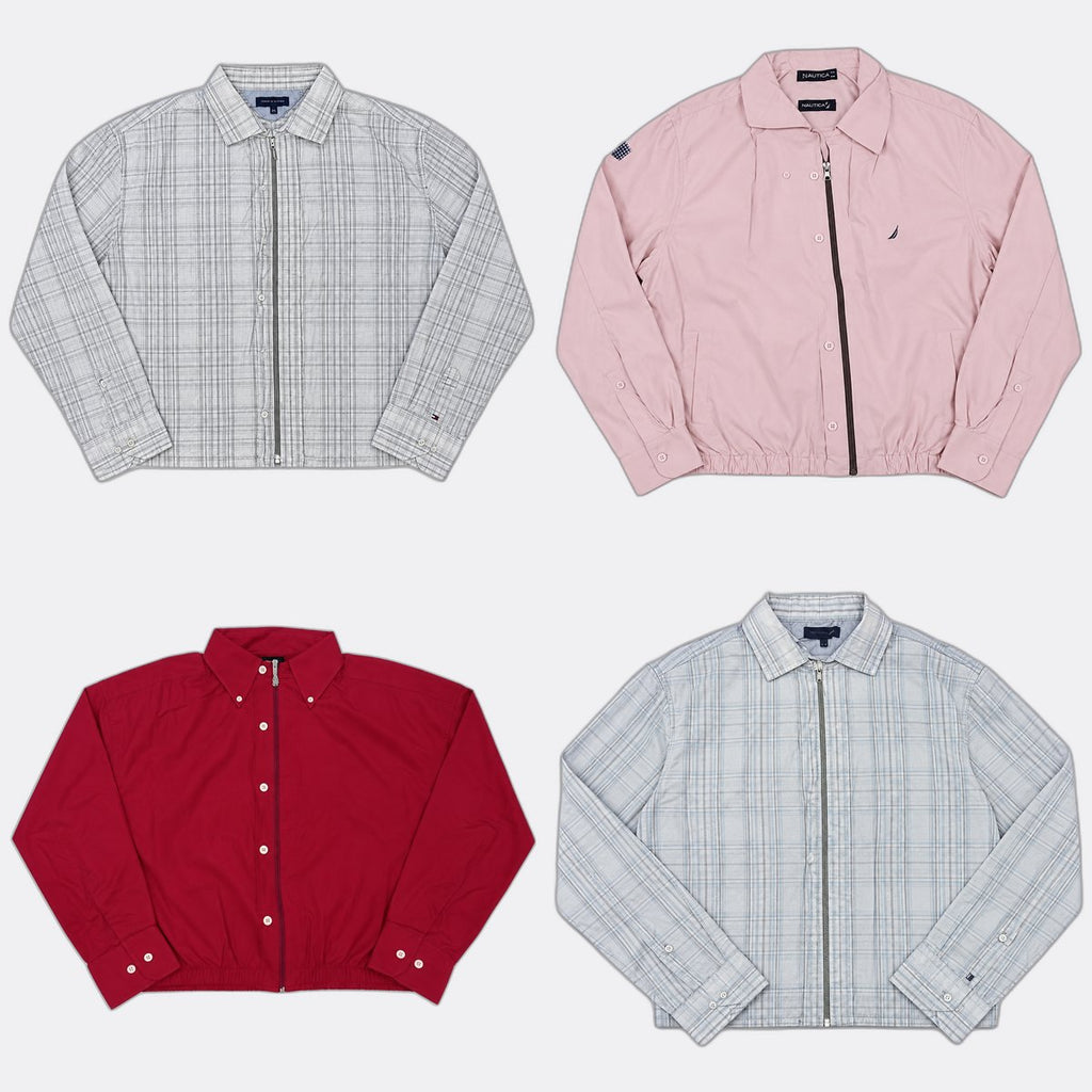 Upcycled Tommy Hilfiger and Nautica Crop Shirts Bundle in mixed sizes and colours. Grade A/B/C. 