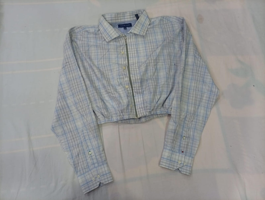 Upcycled Tommy Hilfiger and Nautica Crop Shirts Bundle in mixed sizes and colours. Grade A/B/C. 