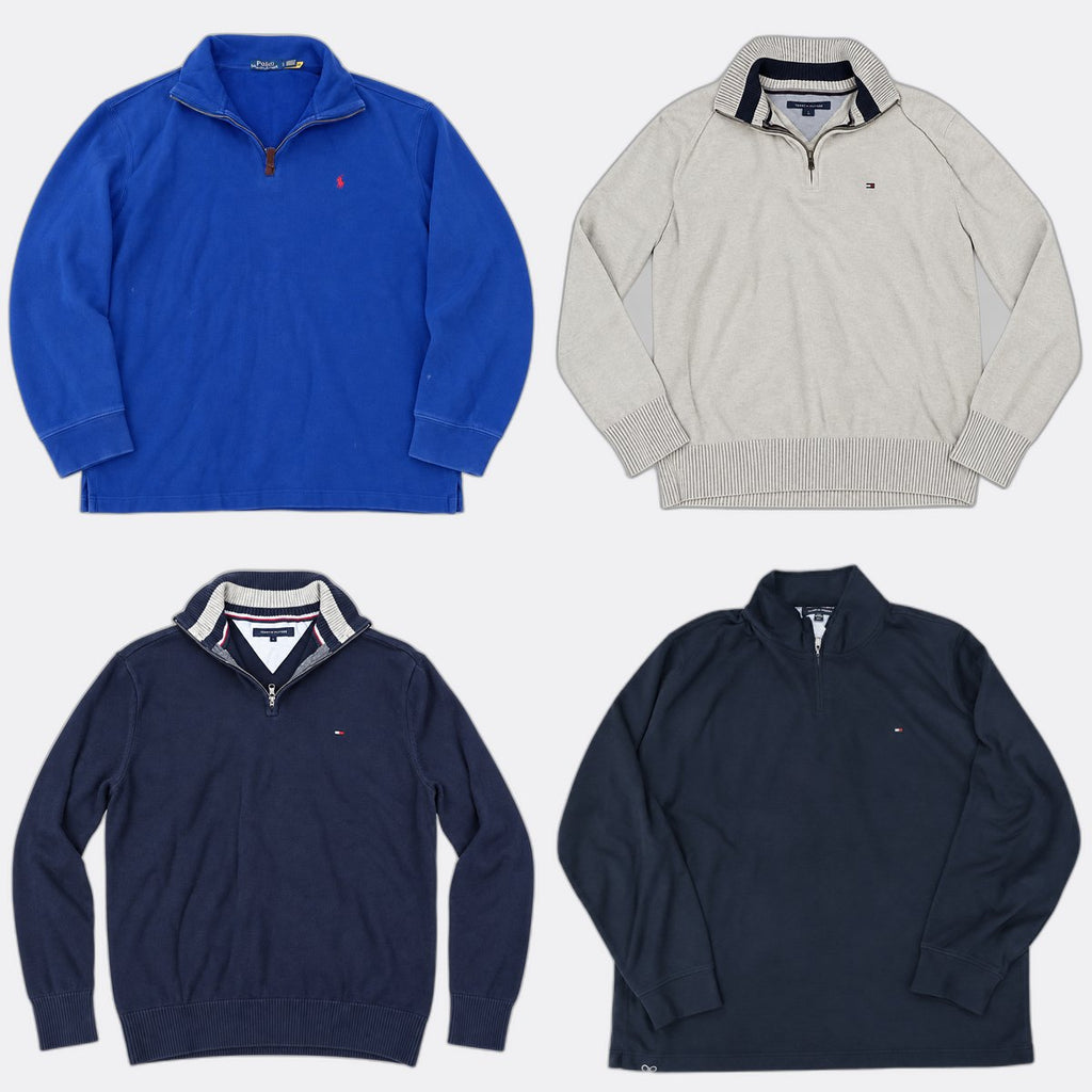 Vintage Tommy Hilfiger and Polo Quarter Zipper Sweaters Bundle in  mixed sizes and colours, Grade A/B/C.