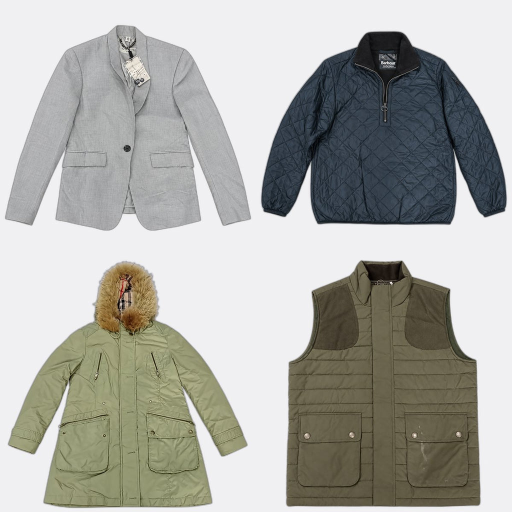 Vintage Burberry and Barbour Jackets Bundle in mixed sizes and colours. Grade A/B.