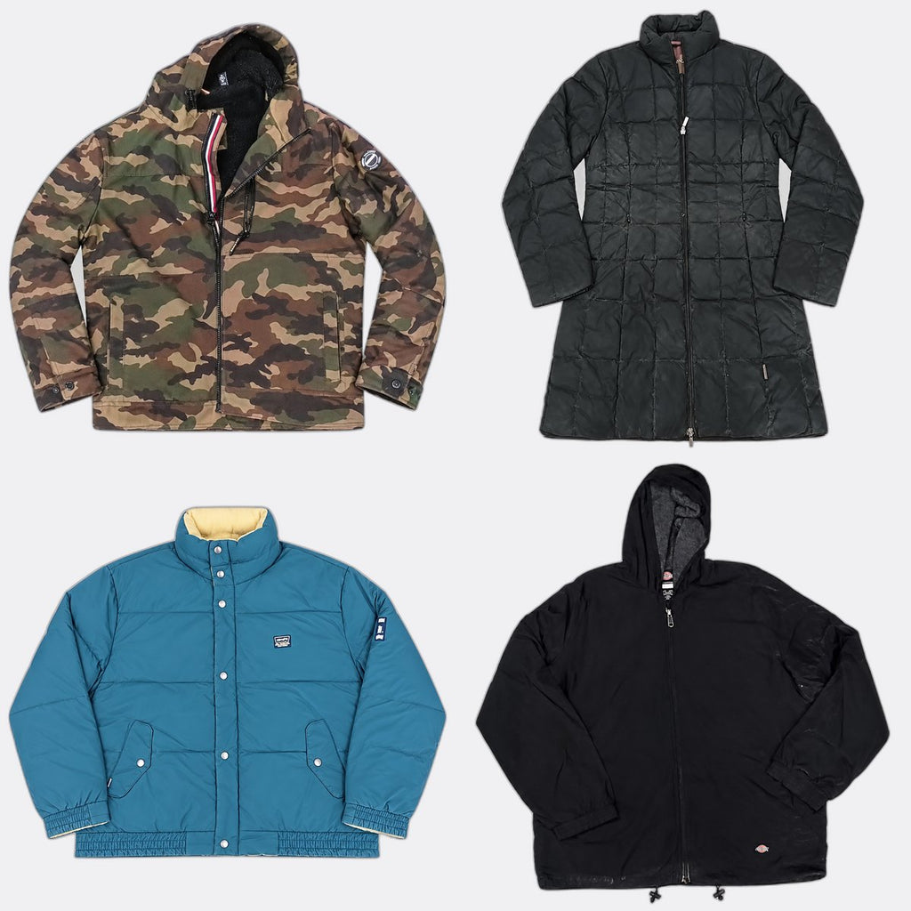 Vintage Mix Branded Puffer Jackets Bundle in mixed sizes and colours. Grade A/B/C.