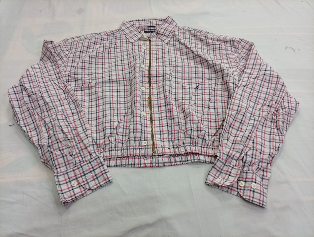 Upcycled Tommy Hilfiger and Nautica Crop Shirts Bundle in mixed sizes and colours. Grade A/B/C.