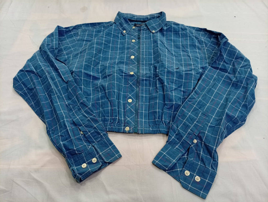 Upcycled Tommy Hilfiger and Nautica Crop Shirts Bundle in mixed sizes and colours. Grade A/B/C.