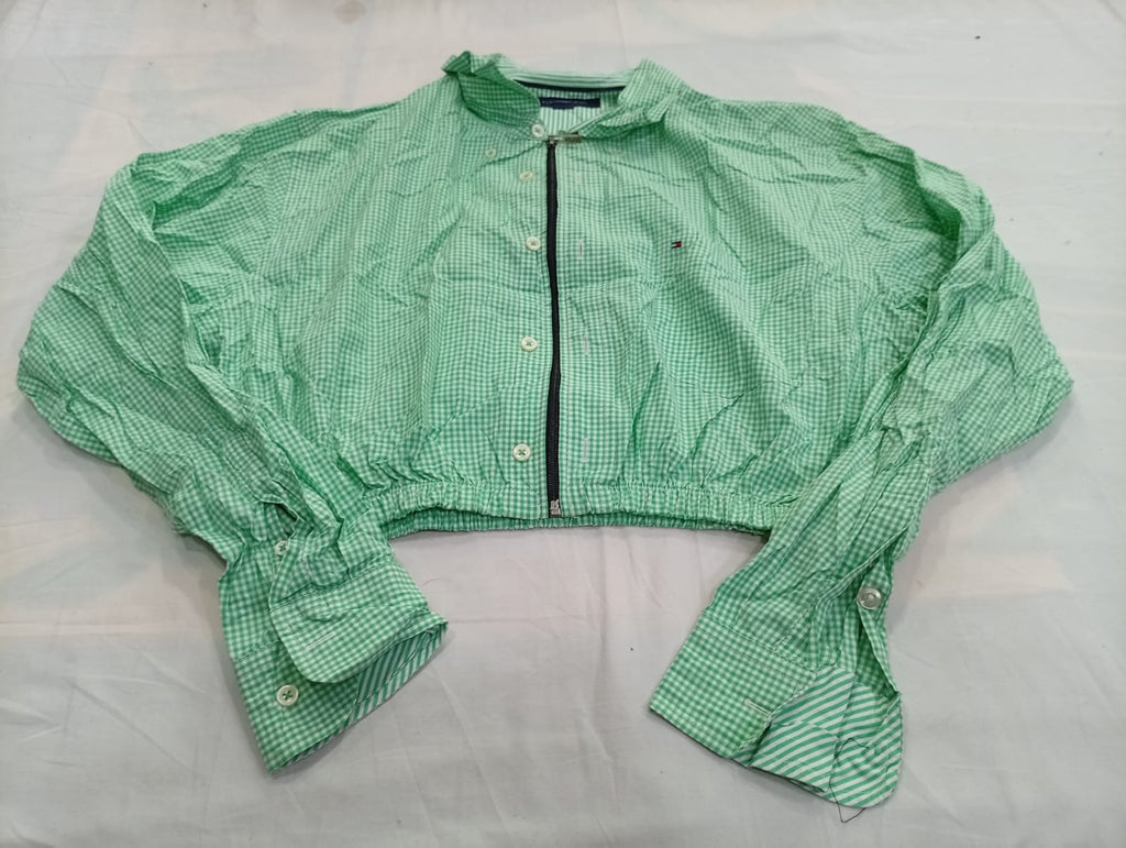 Upcycled Tommy Hilfiger and Nautica Crop Shirts Bundle in mixed sizes and colours. Grade A/B/C.