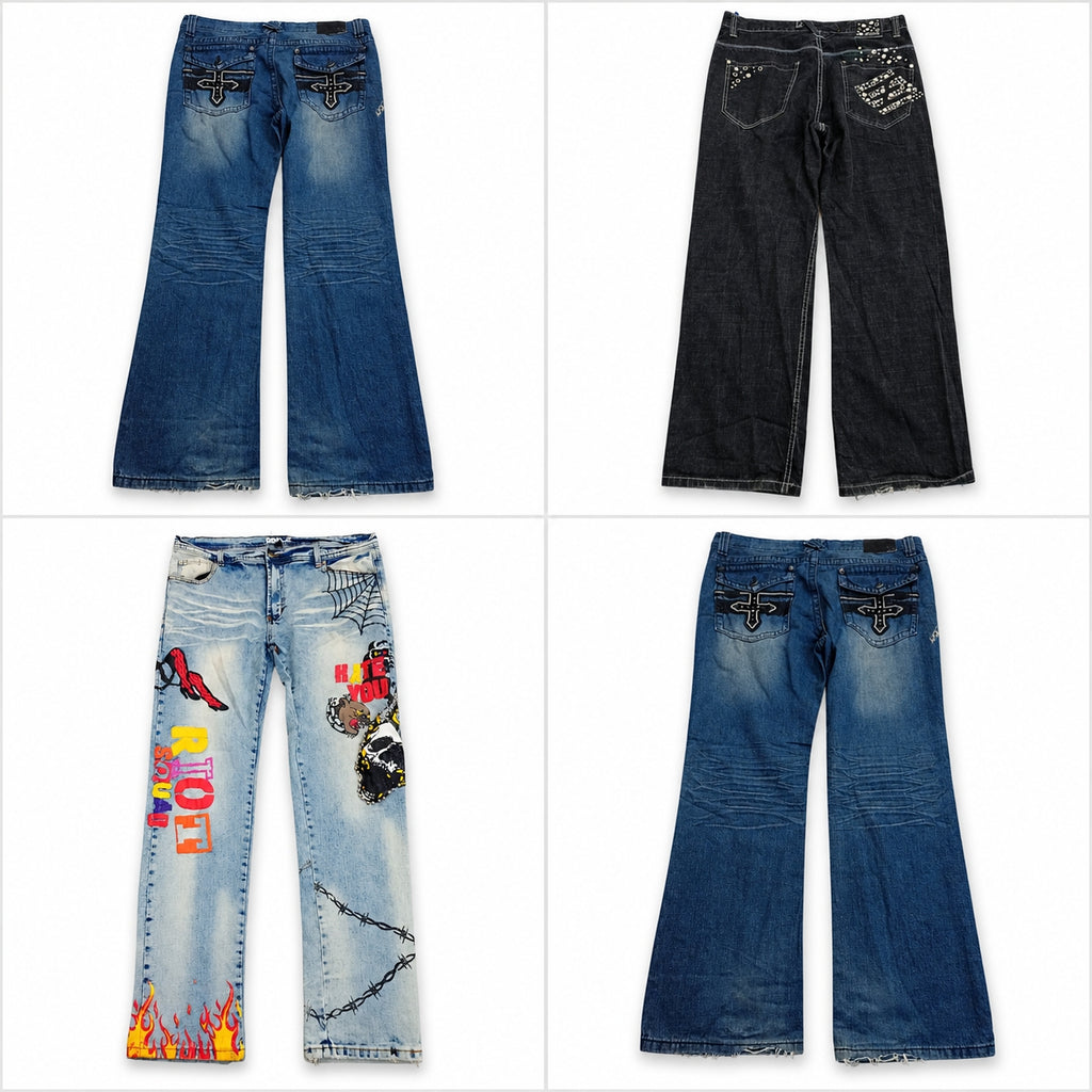 Vintage Designer Men Jeans Bundle in mixed sizes and colours. Grade B/C.
