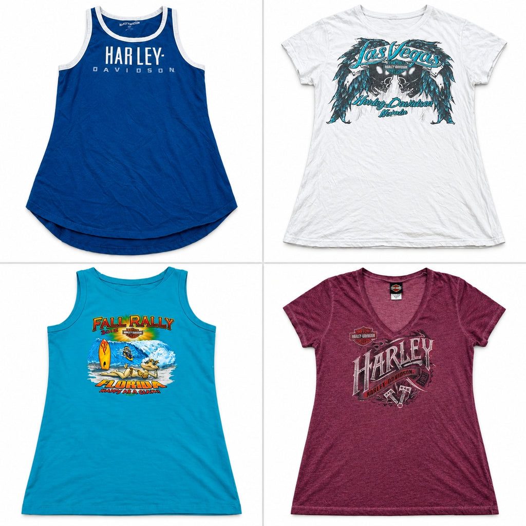 Vintage Harley Baby Tees Bundle in mixed sizes and colours. Grade A/B/C. 