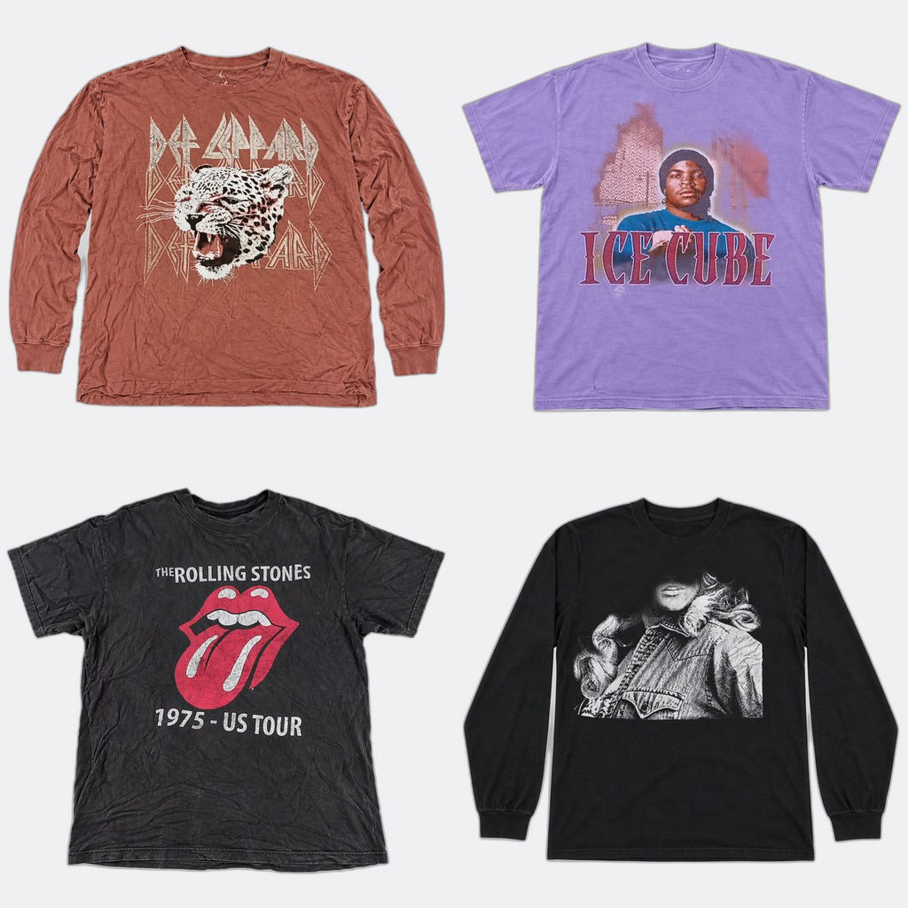 Vintage Music T-Shirts Bundle in mixed sizes and colours. Grade B/C.
