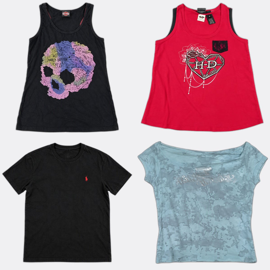 Vintage Harley Baby Tees Bundle  in mixed sizes and colours, Grade A/B/C.