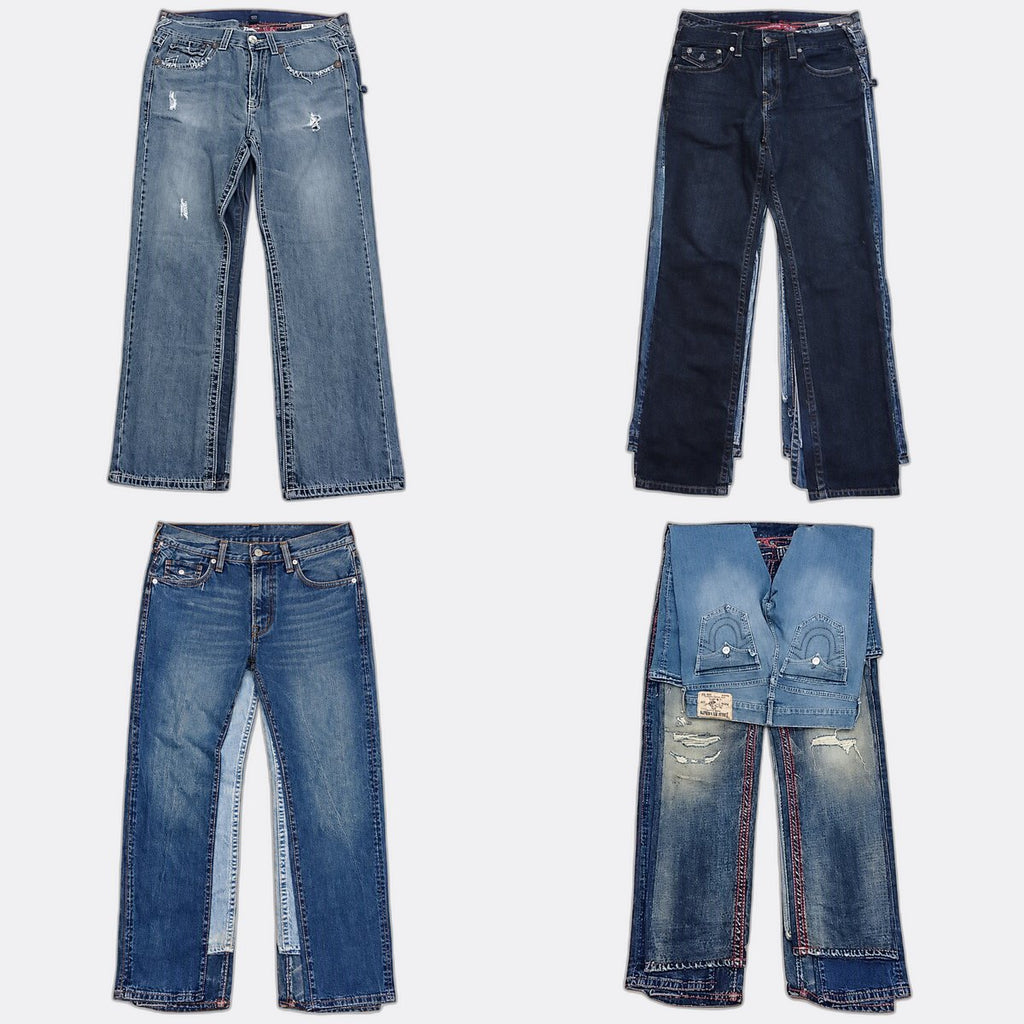 Vintage True Religion Men Jeans Bundle in mixed sizes and colours. Grade B/C.