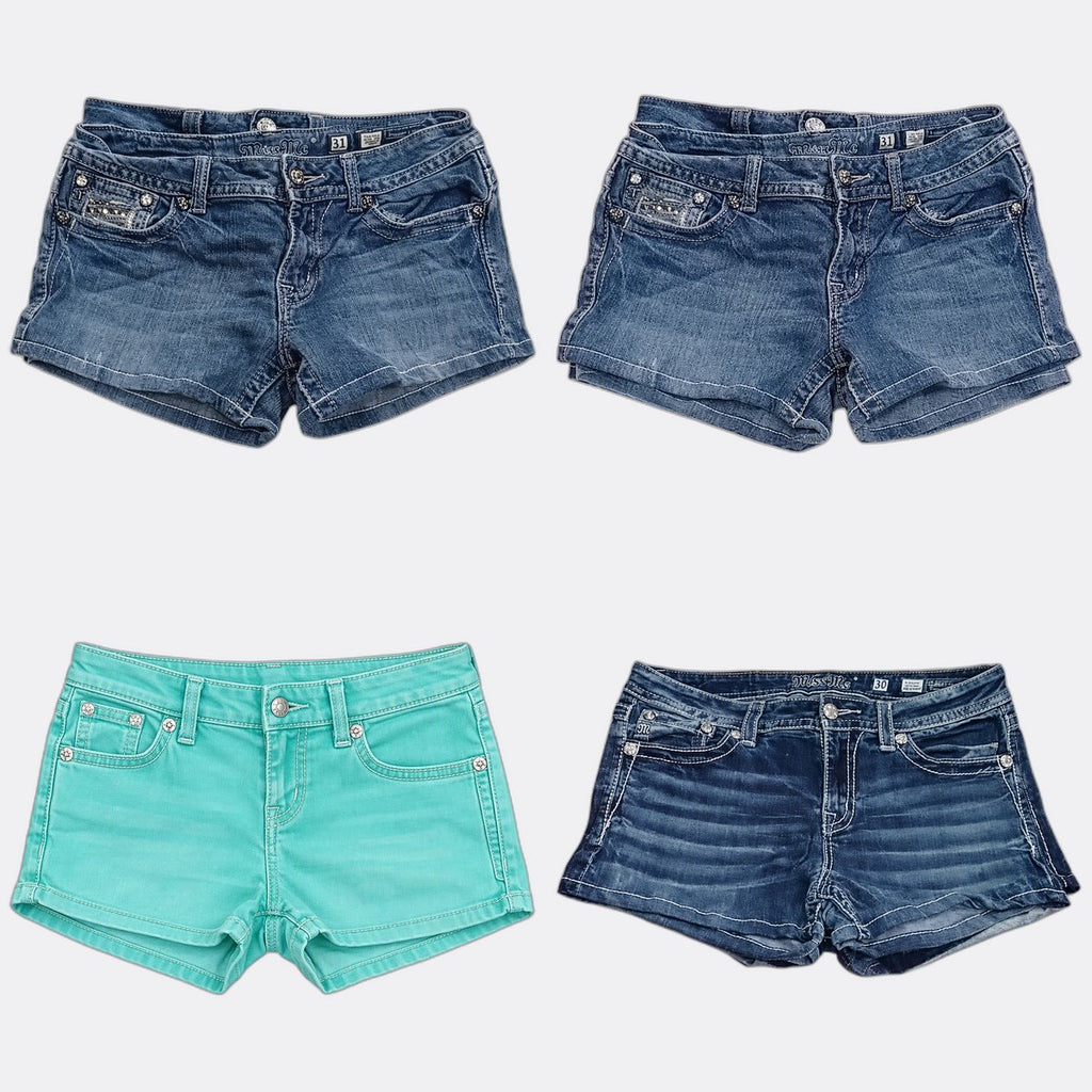 Upcycled Mix Branded Mini Denim Skirts Bundle in mixed sizes and colours. Grade A/B/C. 