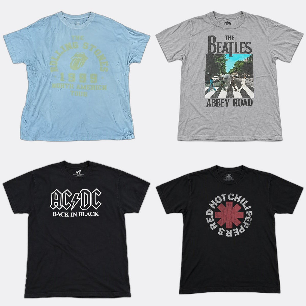 Vintage Music T-Shirts Bundle  in mixed sizes and colours, Grade A/B/C.