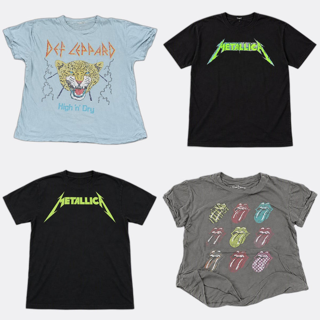  Vintage Music T-Shirts Bundle  in mixed sizes and colours, Grade A/B/C.